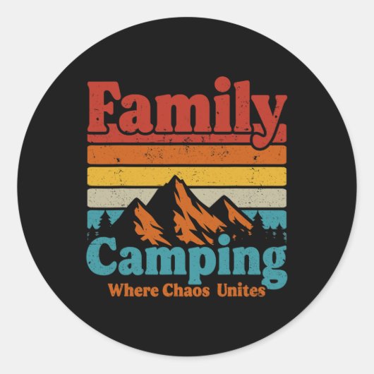 Camping Family Camping Chaos verenigt Happy Camper Ronde Sticker (Voorkant)