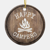 Camping Family Happy Campers Rustic Wooden Keramisch Ornament (Voorkant)