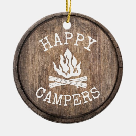 Camping Family Happy Campers Rustic Wooden Keramisch Ornament (Voorkant)