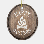 Camping Family Happy Campers Rustic Wooden Keramisch Ornament (Links)