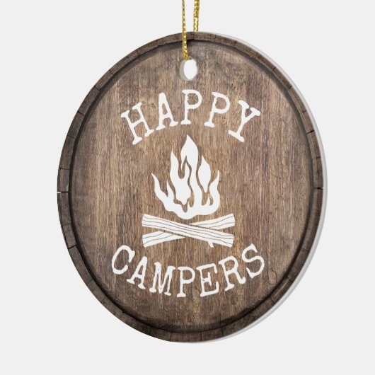 Camping Family Happy Campers Rustic Wooden Keramisch Ornament (Links)