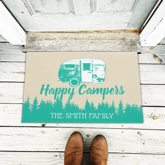 Camping Family Happy Campers Trailer & Forest Deurmat