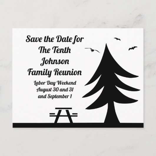 Camping Family Reunion Pine Tree Picnic Graphic Uitnodiging Briefkaart (Voorkant)