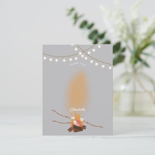 Camping Fire Outdoor Adventure & Marshmallows Bedankkaart (Staand voorkant)