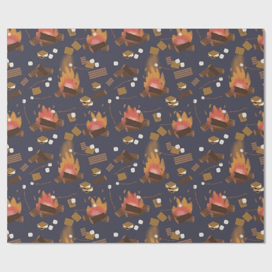 Camping Fire Outdoor Adventure & Marshmallows Cadeaupapier (Vlak)