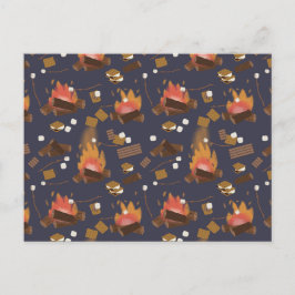 Camping Fire Outdoor Adventure & Marshmallows Feestdagenkaart