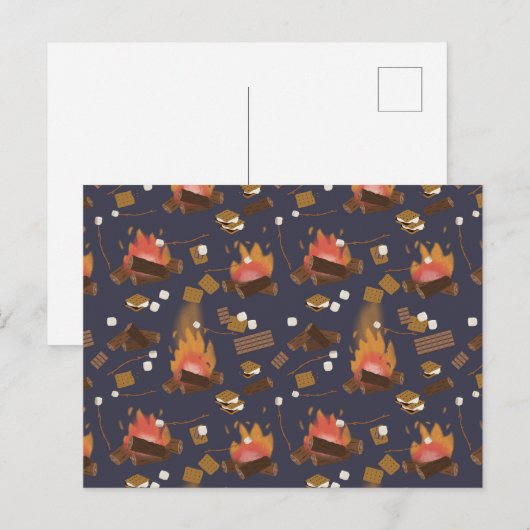 Camping Fire Outdoor Adventure & Marshmallows Feestdagenkaart (Voorkant / Achterkant)