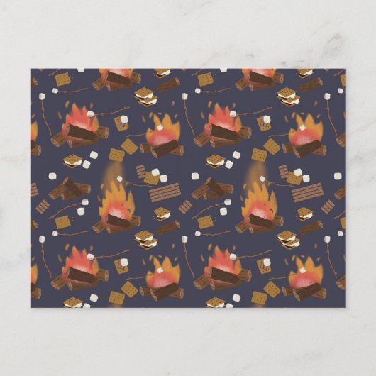 Camping Fire Outdoor Adventure & Marshmallows Feestdagenkaart (Voorkant)