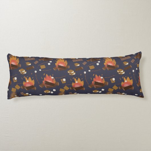 Camping Fire Outdoor Adventure & Marshmallows Lichaamskussen (Achterkant)
