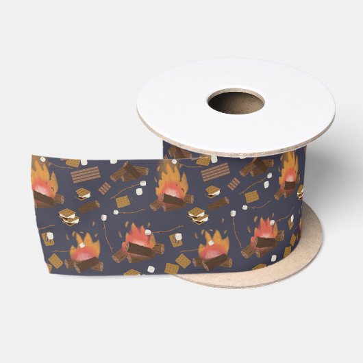 Camping Fire Outdoor Adventure & Marshmallows Satijnen Lint (Spoel)
