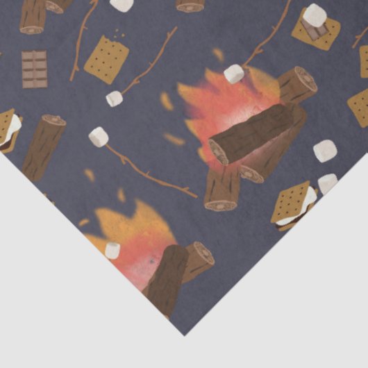 Camping Fire Outdoor Adventure & Marshmallows Tissuepapier (Detail)