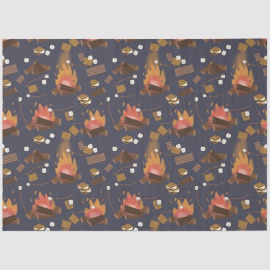 Camping Fire Outdoor Adventure & Marshmallows Tissuepapier (Voorkant)