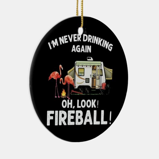 Camping Fireball Keramisch Ornament (Rechts)