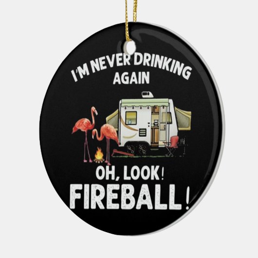 Camping Fireball Keramisch Ornament (Links)
