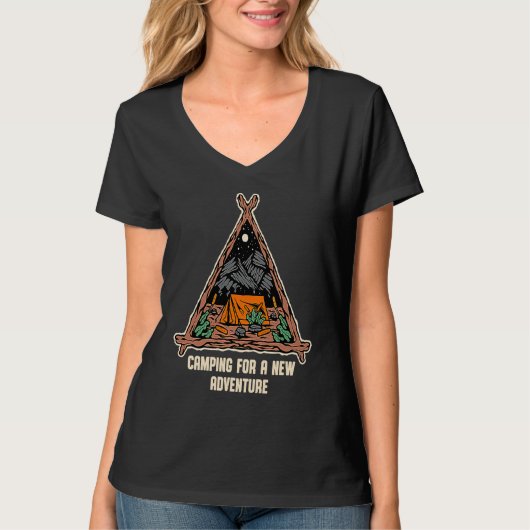 Camping for a New Adventure Camper Vacation Camp T T-shirt (Voorkant)