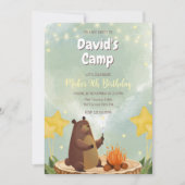 Camping Forest Beer Boy Birthday Invitation Kaart (Voorkant)