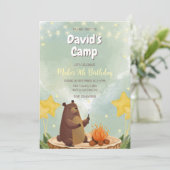 Camping Forest Beer Boy Birthday Invitation Kaart (Staand voorkant)
