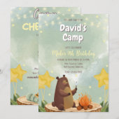 Camping Forest Beer Boy Birthday Invitation Kaart (Voorkant / Achterkant)
