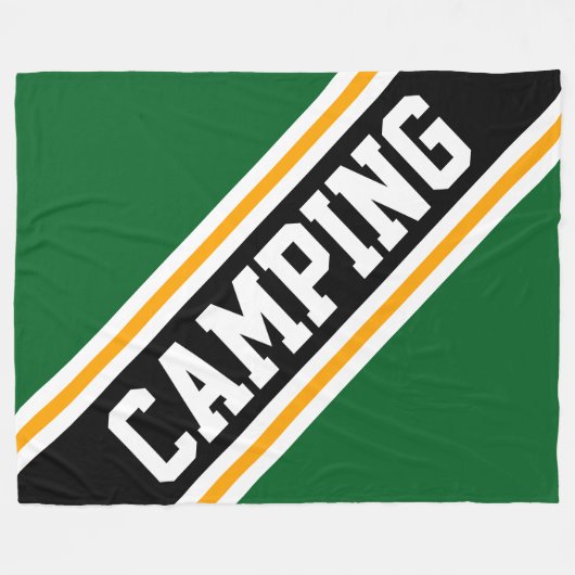 CAMPING Forest Groen Geel Zwart Racing Stripes Fleece Deken (Voorkant (Horizontaal))