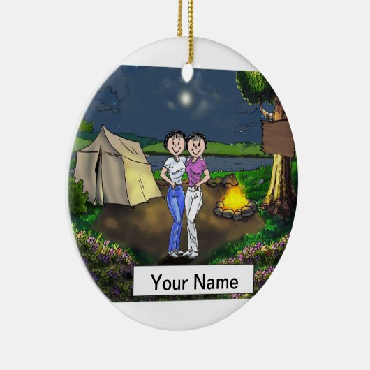 Camping Friends - Vrouw & Vrouw Keramisch Ornament (Rechts)