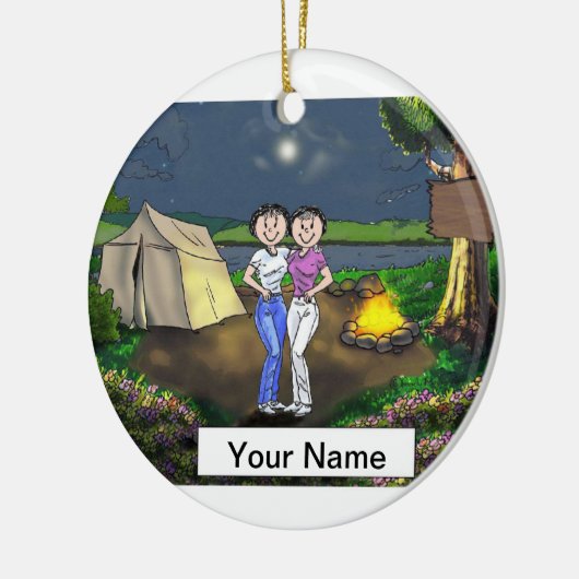 Camping Friends - Vrouw & Vrouw Keramisch Ornament (Links)
