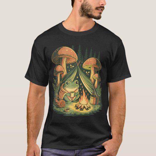 Camping Frog Kampvuur Wildernis Buiten T-shirt (Voorkant)