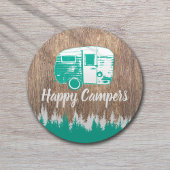 Camping Fun Happy Campers Rustic Forest Ronde Kartonnen Onderzetter