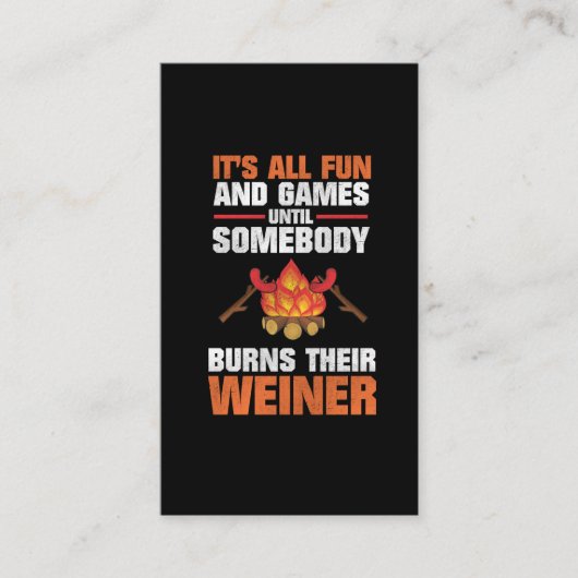 Camping Funny Family Campfire Weiner Visitekaartje (Voorkant)