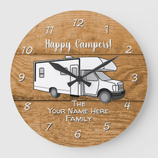 Camping Generic Class C wood Design Large Clock Grote Klok