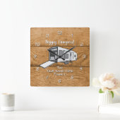 Camping Generic Speelgoed Hauler wood Design Squar Vierkante Klok (Huis)