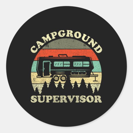 Camping Gezinscamping supervisor echtgenoot vrouw Ronde Sticker (Voorkant)