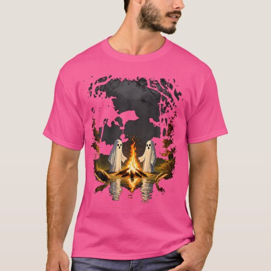 Camping Ghost Campfire Halloween Kostuum T-shirt (Voorkant)