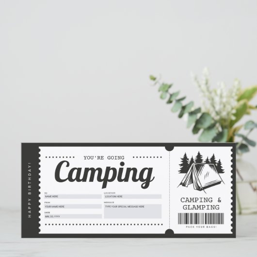 Camping Gift Voucher, Summer Camp Certificate (Staand voorkant)