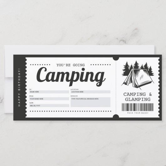 Camping Gift Voucher, Summer Camp Certificate (Voorkant)