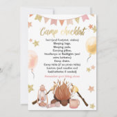 Camping Girl Birthday Bonfire Uitnodiging (Achterkant)