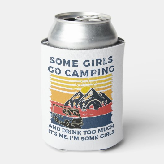 Camping Girl Funny Gifts Blikjeskoeler (Blikje Voorkant)