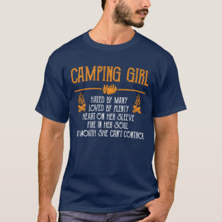 Camping Girl Hated By Many Loved By Plenty Heart f T-shirt