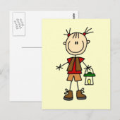 Camping Girl met lantaarns en touwtjes Briefkaart (Voorkant / Achterkant)
