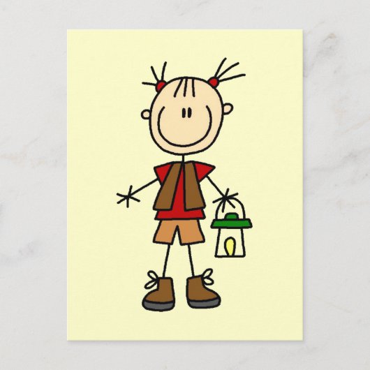 Camping Girl met lantaarns en touwtjes Briefkaart (Voorkant)