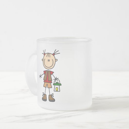Camping Girl met lantaarns en touwtjes Matglas Koffiemok (Voorkant links)
