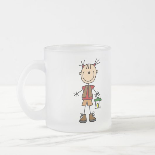 Camping Girl met lantaarns en touwtjes Matglas Koffiemok (Links)