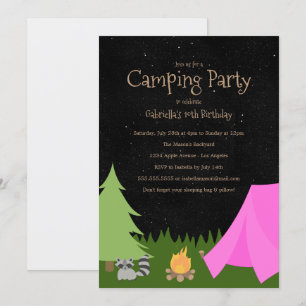 Camping Girls   Uitnodiging van de partij Birthday