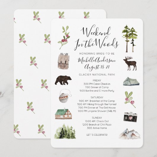 Camping Glamping Bachelorette Weekend Route I Kaart (Voorkant / Achterkant)