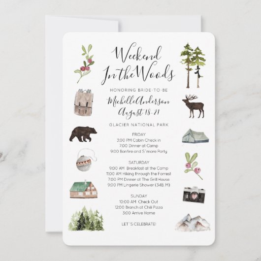 Camping Glamping Bachelorette Weekend Route Kaart (Voorkant)