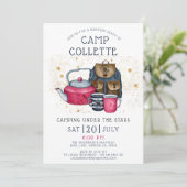 Camping Glamping Birthday Party under the Stars Kaart (Staand voorkant)