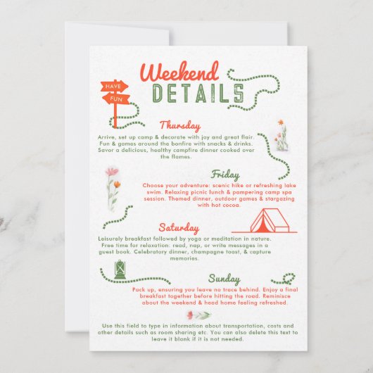 Camping Glamping Camp Wild 30e Verjaardag Weekend Kaart (Achterkant)