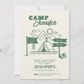 Camping Glamping Mountain Green Bachelorette Party Kaart (Voorkant)
