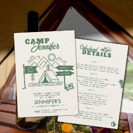 Camping Glamping Mountain Green Bachelorette Party Kaart