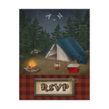 Camping Glamping Vissen Bruiloft RSVP Kaart
