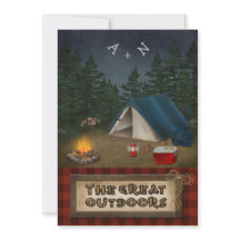 Camping, glamping, Vist, Natuur bruiloft uitnodige